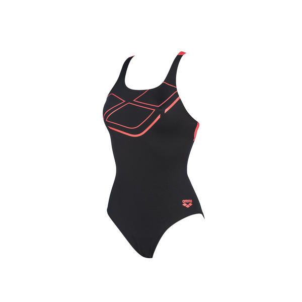 Essentials SwimPro liivillinen naisten uimapuku, musta-punainen