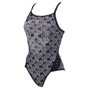 Crazy Pop Skulls Superfly Women's swimsuit, black