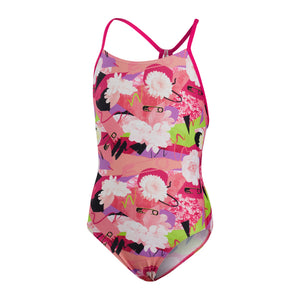 Punk floral allover girls swimsuit