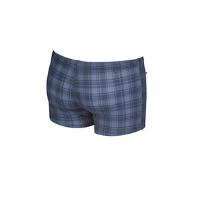 Checks men's swim trunks, blue