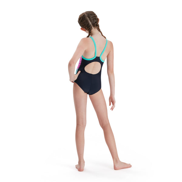 Dive Thinstrap Muscleback girls swimsuit, dark blue