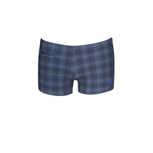 Checks men's swim trunks, blue