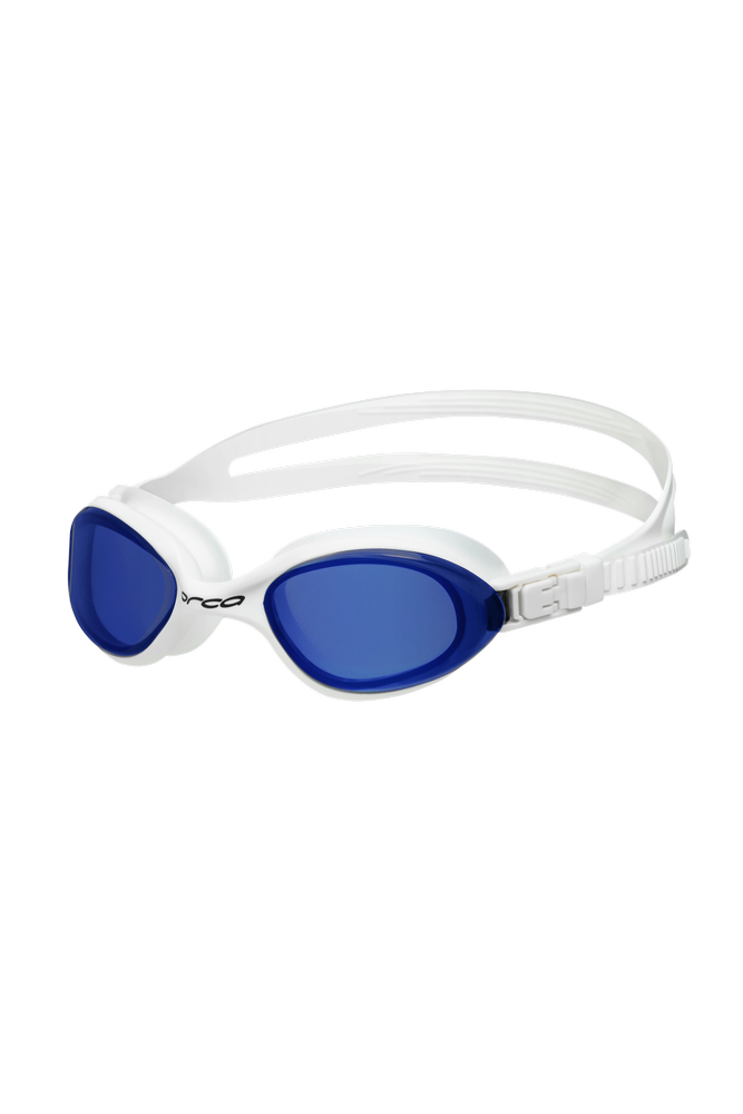 Killa 180º mirrored swimming goggles for open water, blue-white