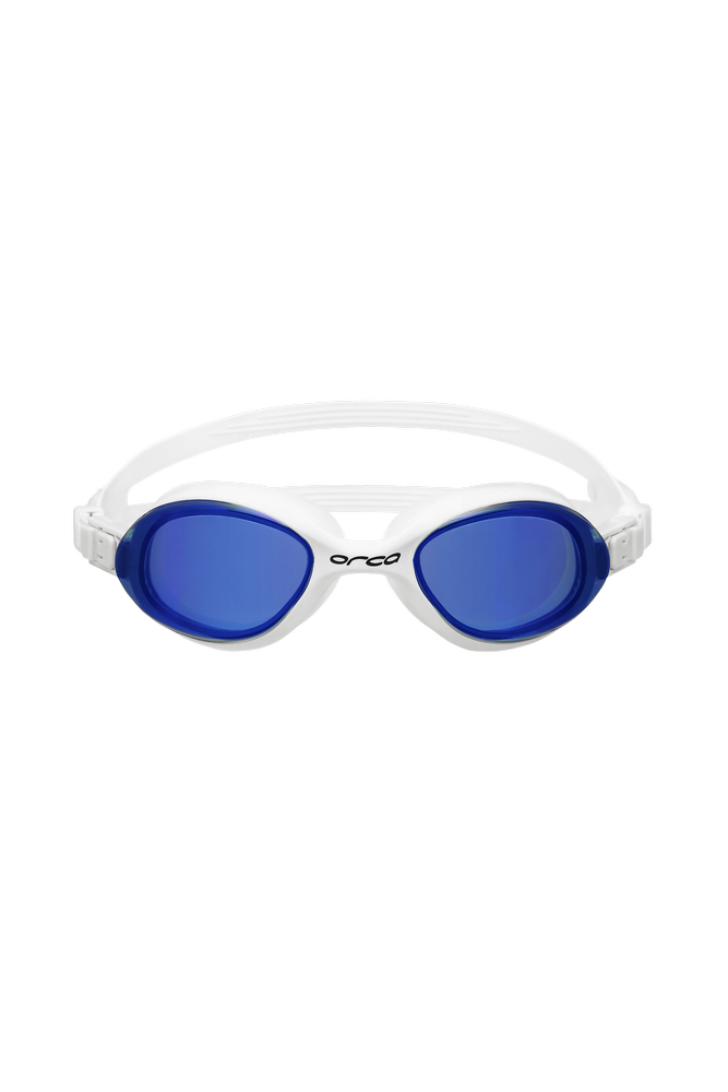 Killa 180º mirrored swimming goggles for open water, blue-white