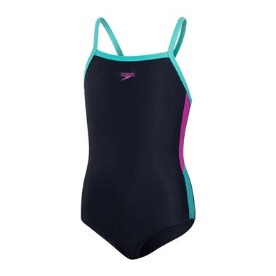 Dive Thinstrap Muscleback girls swimsuit, dark blue