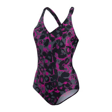 Lexi Printed Shaping women's swimsuit, black-pink