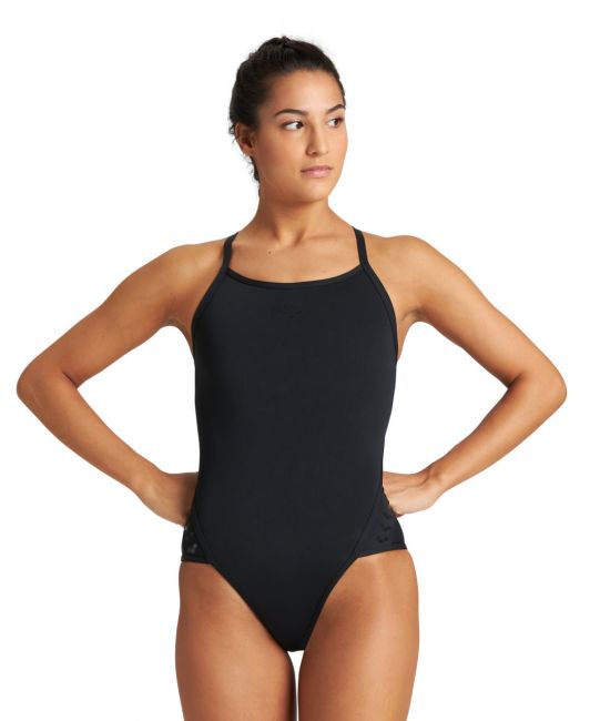 Team Stripe women's swimsuit, super black