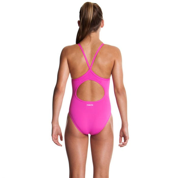 Diamond Back Still Pink Solid girls swimsuit, pink