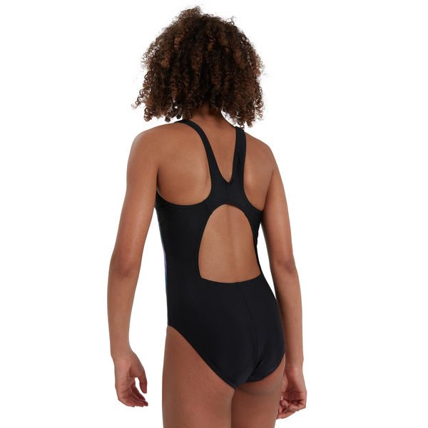 Digital Placement Pulseback tyttöjen uimapuku, musta - leopardiSpeedo