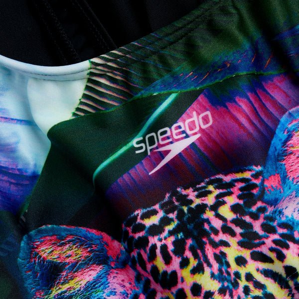 Digital Placement Pulseback tyttöjen uimapuku, musta - leopardiSpeedo