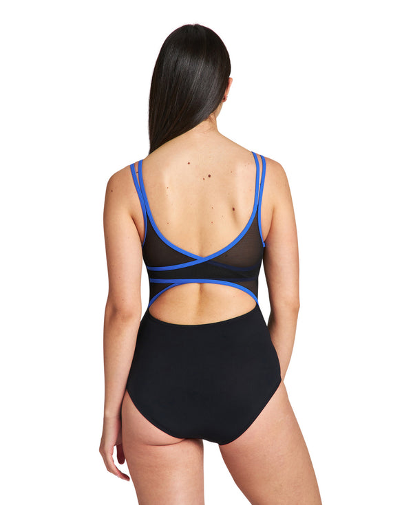 Emily Cross Back Women's swimsuit, black/blue