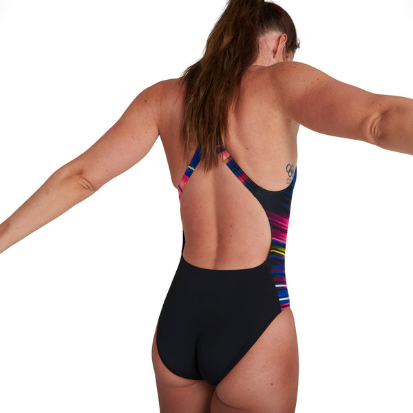 Placement Digital Powerback naisten uimapuku, musta-violetti