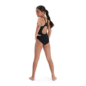 Plastisol Placement Muscleback girls swimsuit, black