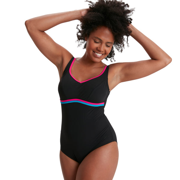 ContourLuxe Solid Shaping women's swimsuit, black-pink
