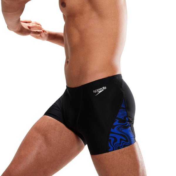 Allover V-Cut Aquashort men's swimwear, blue-black