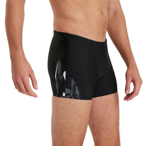 Allover V-Cut Aquashort men's swimwear, black