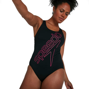 Boom Logo Placement naisten uimapuku, musta-pinkki