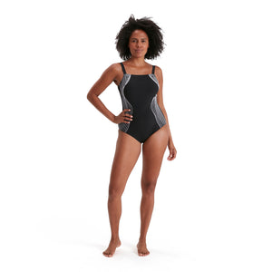 CrystalLux Printed Shaping naisten uimapuku, musta-valkoinen