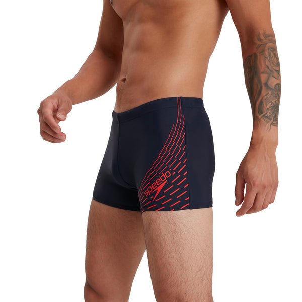 Medley Logo Aquashort miesten uimahousut, puna - tummansininenSpeedo
