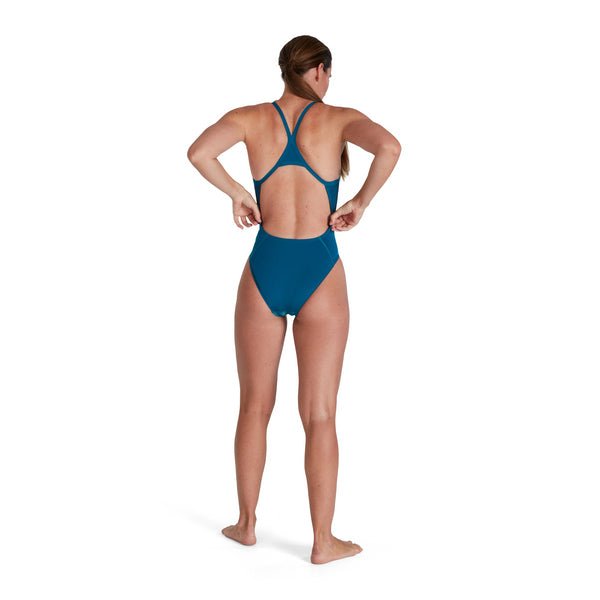 Placement Digital Turnback naisten uimapuku, sini - keltainenSpeedo