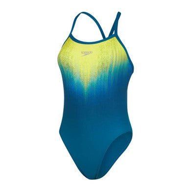 Placement Digital Turnback naisten uimapuku, sini - keltainenSpeedo