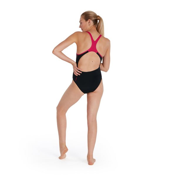 Plastisol Laneback naisten uimapuku, musta - pinkkiSpeedo