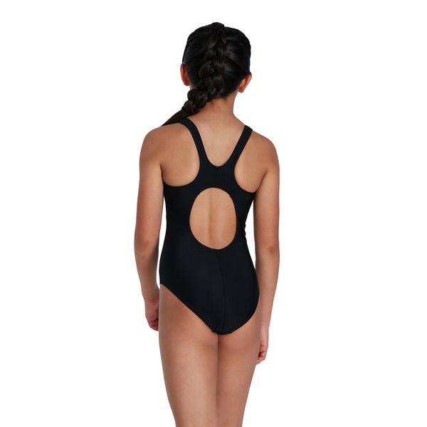 Plastisol Placement Muscleback tyttöjen uimapuku, musta - oranssiSpeedo