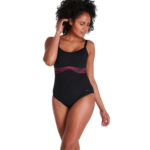 Salacia Clipback Shaping naisten uimapuku, musta - punainenSpeedo