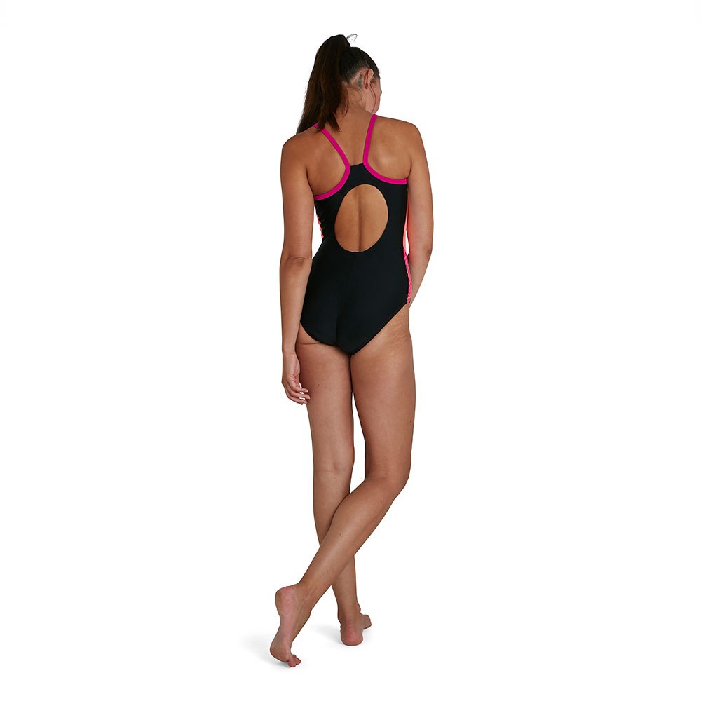 Dive Thinstrap Muscleback naisten uimapuku, musta-pinkki