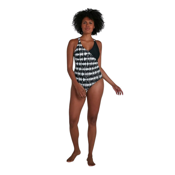 Lexi Printed Shaping women's swimsuit, black and white