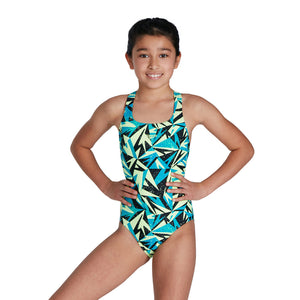 HyperBoom Logo Medalist girls' swimsuit, blue-green