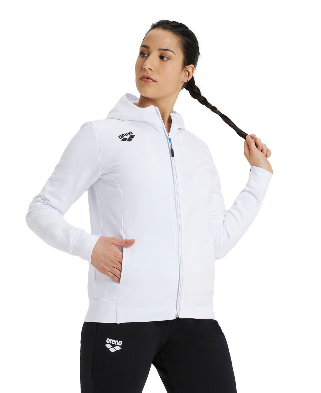 Team Hooded Jacket Panel naisten vetoketjullinen huppari, valkoinenArena