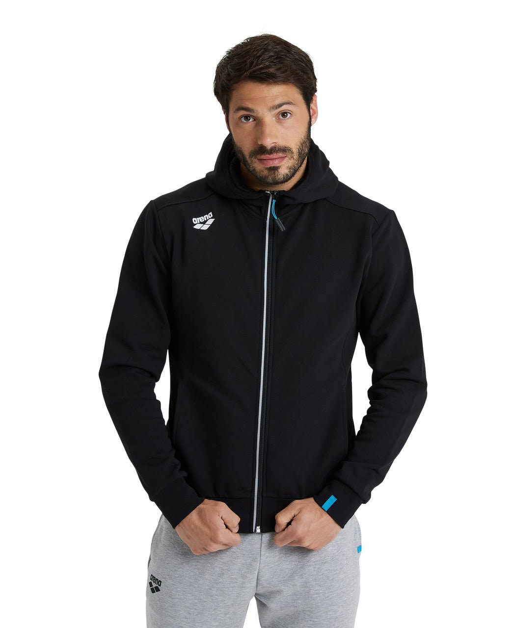 Team Hooded Jacket Panel vetoketjullinen huppari, mustaArena