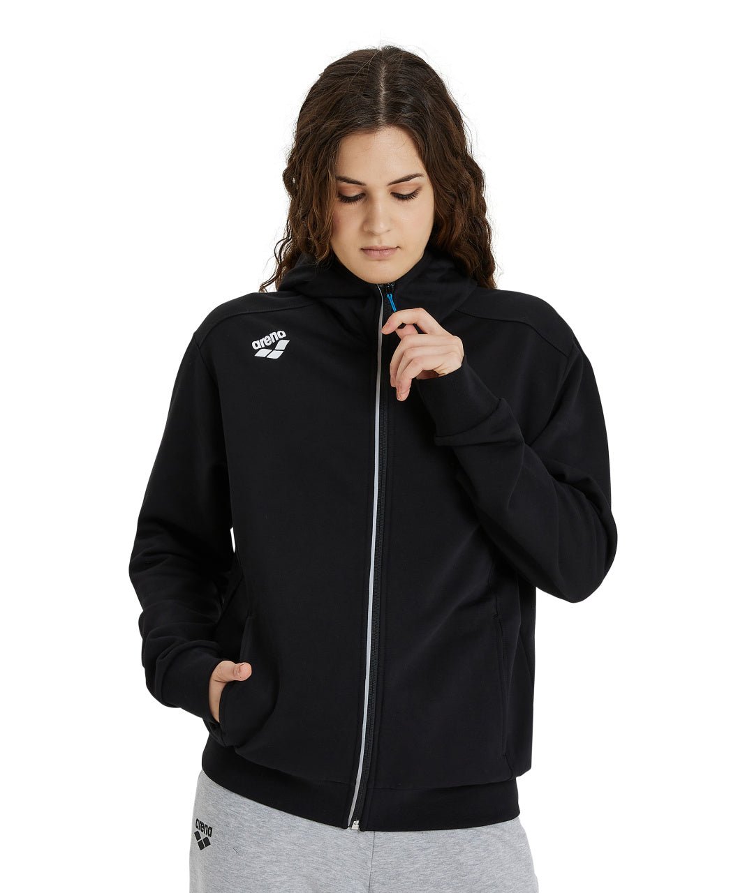 Team Hooded Jacket Panel vetoketjullinen huppari, mustaArena