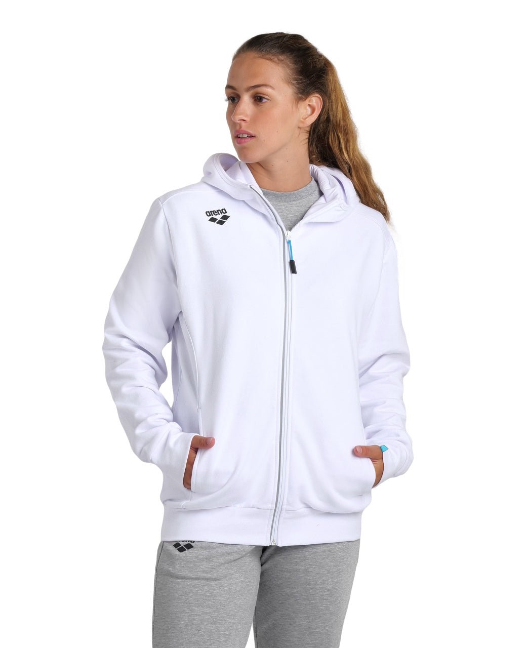 Team Hooded Jacket Panel vetoketjullinen huppari, valkoinenArena