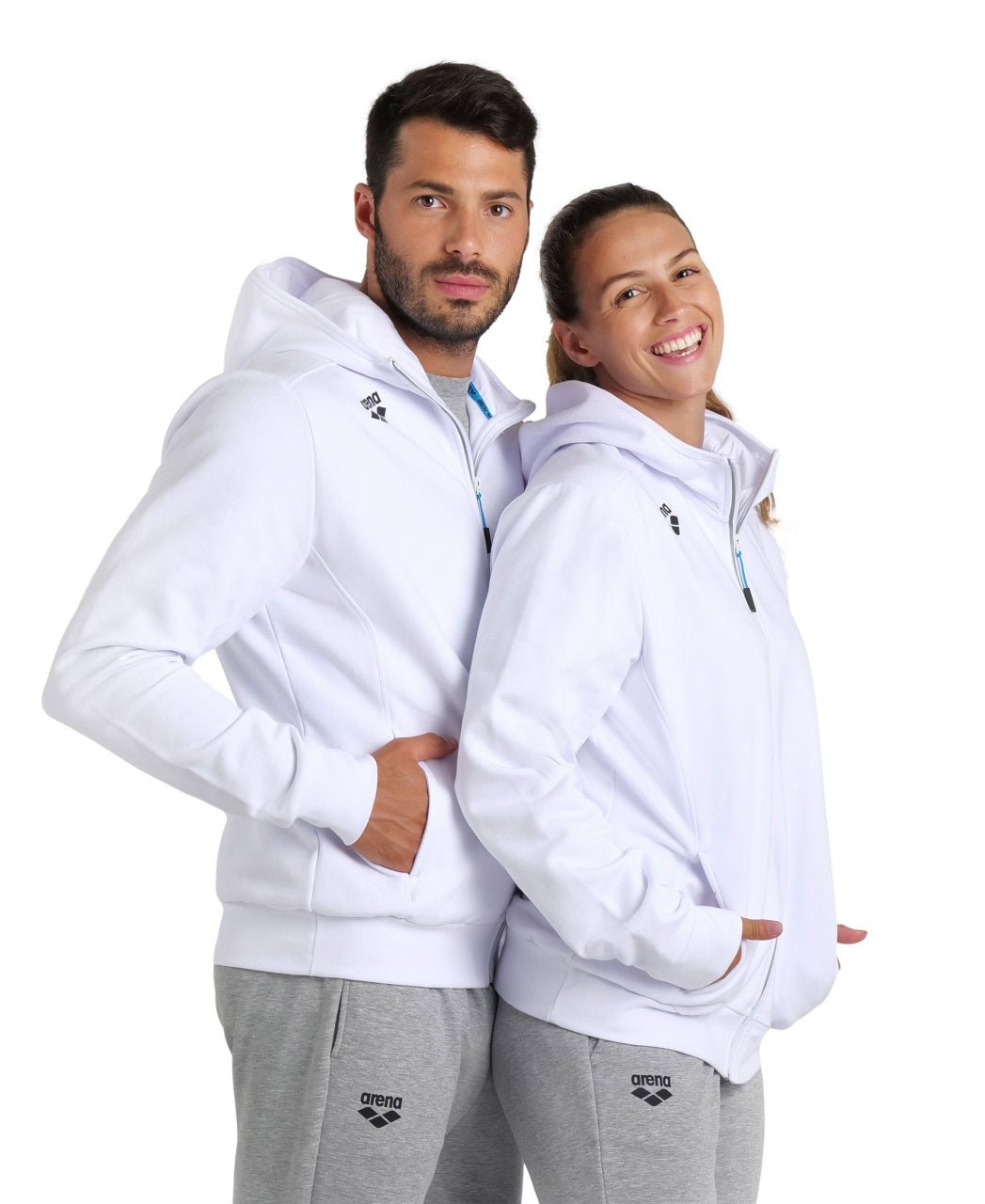 Team Hooded Jacket Panel vetoketjullinen huppari, valkoinenArena
